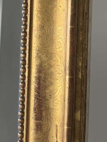 Large Antique French gilt leaner mirror - mercury glass