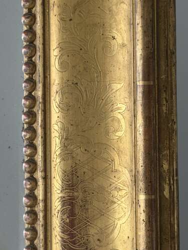 Large Antique French gilt leaner mirror - mercury glass