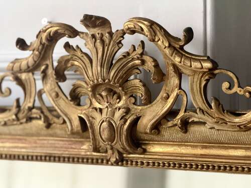 Antique French gilt Louis Philippe mirror with crest