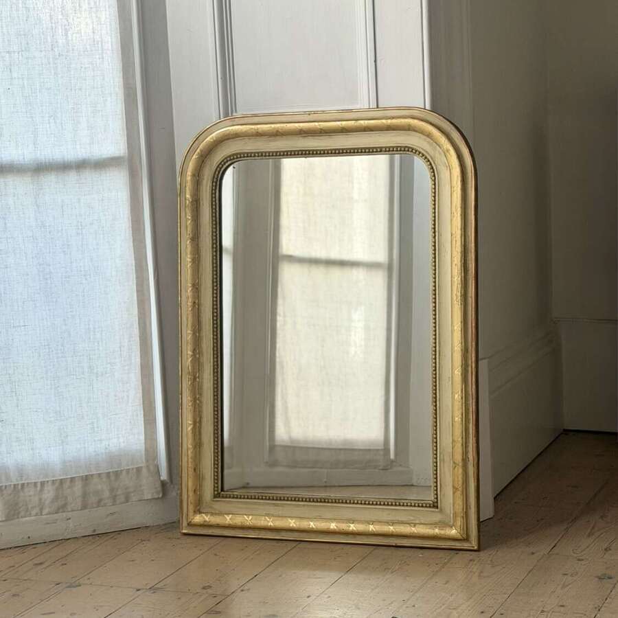 Antique French gilt and bare gesso Louis Philippe mirror