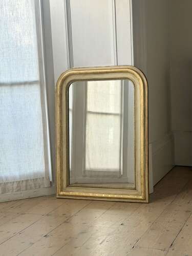 Antique French gilt and bare gesso Louis Philippe mirror