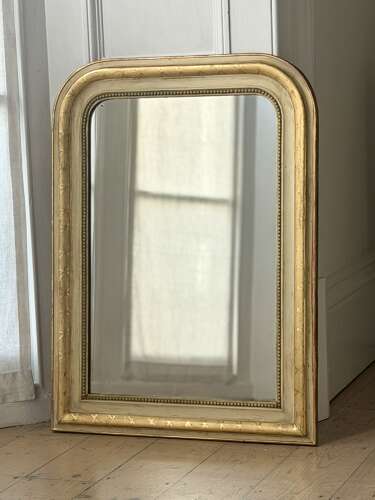 Antique French gilt and bare gesso Louis Philippe mirror