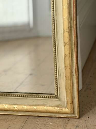 Antique French gilt and bare gesso Louis Philippe mirror