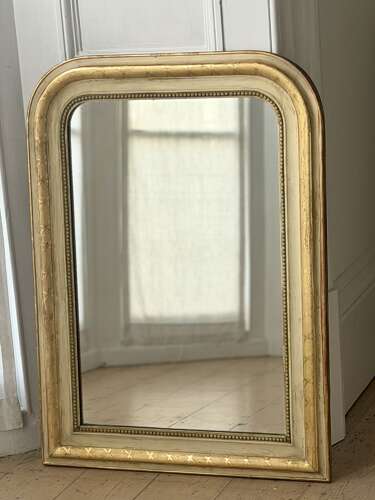 Antique French gilt and bare gesso Louis Philippe mirror