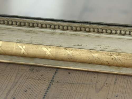 Antique French gilt and bare gesso Louis Philippe mirror