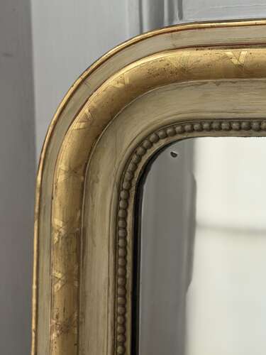 Antique French gilt and bare gesso Louis Philippe mirror