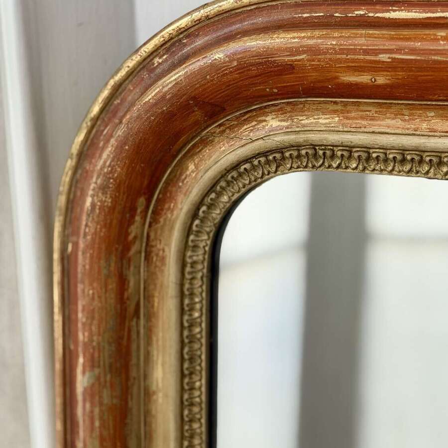 Antique French worn gilt Louis Philippe mirror c1800 - mercury glass