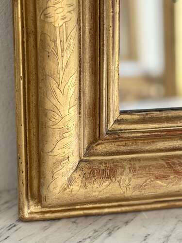 Antique French gilt Louis Philiippe mirror c1800 - mercury glass