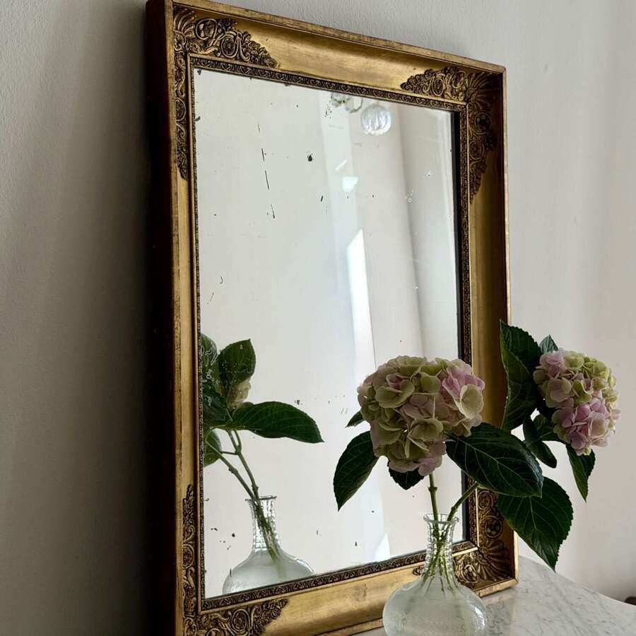 Antique French gilt rectangular mirror