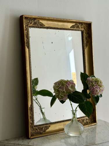 Antique French gilt rectangular mirror