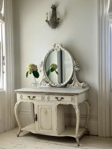 Antique French dressing table with marble top