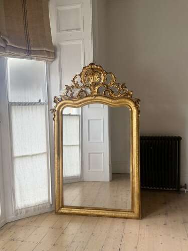 Large antique French Louis XV mirror - mercury glass