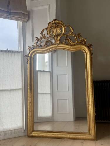 Large antique French Louis XV mirror - mercury glass