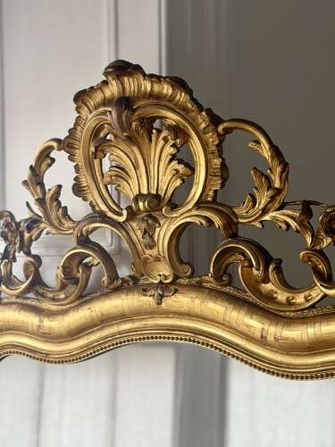 Large antique French Louis XV mirror - mercury glass