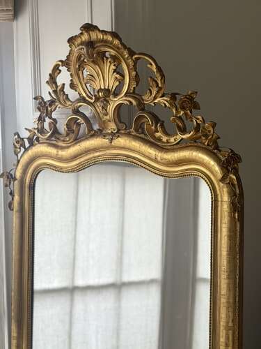 Large antique French Louis XV mirror - mercury glass
