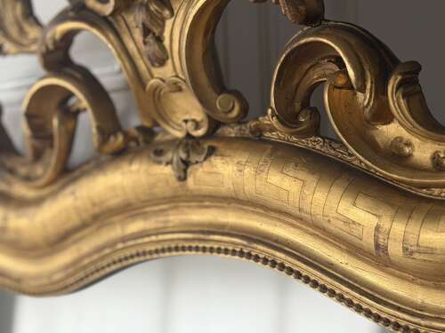 Large antique French Louis XV mirror - mercury glass