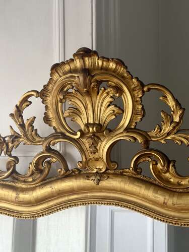 Large antique French Louis XV mirror - mercury glass