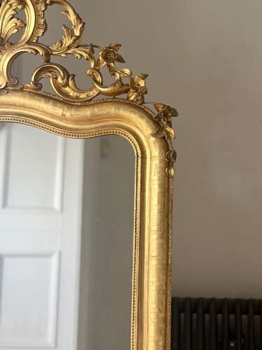 Large antique French Louis XV mirror - mercury glass