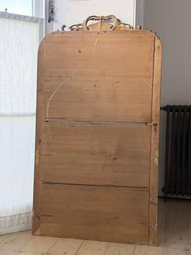 Antique French gilt and bare gesso Louis Philippe mirror with crest