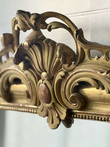 Antique French gilt and bare gesso Louis Philippe mirror with crest