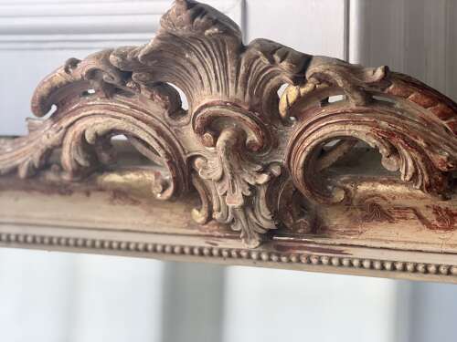 Antique French bare gesso Louis Philippe mirror c1860