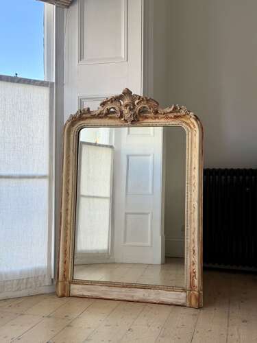 Antique French bare gesso Louis Philippe mirror c1860