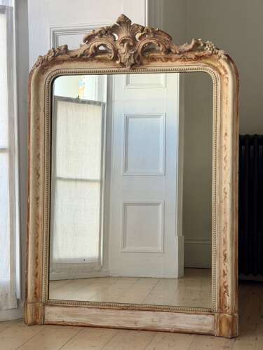 Antique French bare gesso Louis Philippe mirror c1860