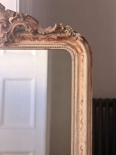Antique French bare gesso Louis Philippe mirror c1860