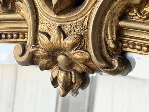 Large antique French gilt mirror - bevelled glass
