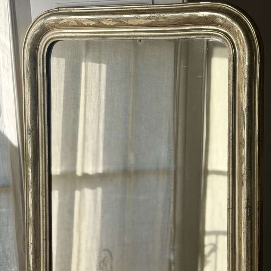 Antique French silver gilt mirror c1800 - mercury glass