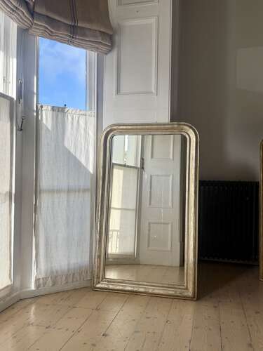 Antique French silver gilt mirror c1800 - mercury glass