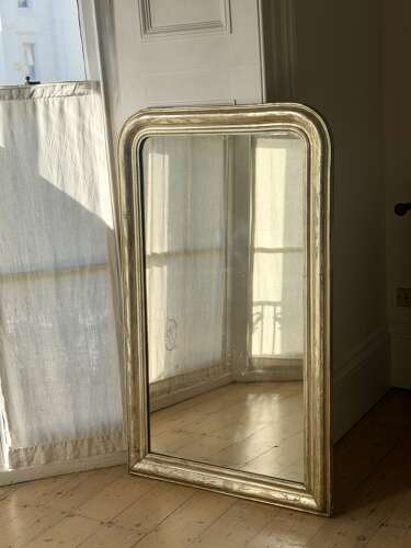 Antique French silver gilt mirror c1800 - mercury glass