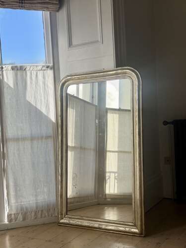 Antique French silver gilt mirror c1800 - mercury glass
