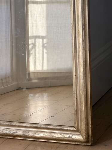 Antique French silver gilt mirror c1800 - mercury glass